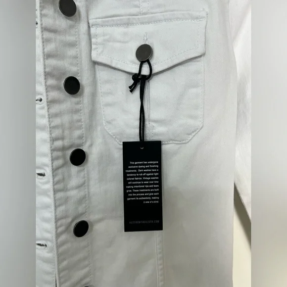 Kut from the Kloth Kara Fray Hem White Denim Jacket Size Small NWT - Picture 4 of 12